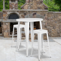 Flash Furniture CH-51090BH-2-30SQST-WH-GG 30" Round Bar Table Set in White